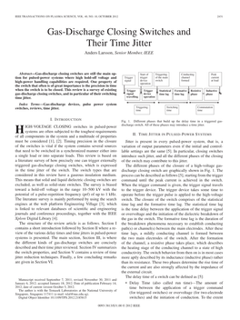Gas-Discharge Closing Switches and Their Time Jitter Anders Larsson, Senior Member, IEEE