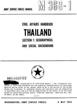 Thailand Section 1: Geographical and Social Background