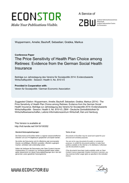 The Price Sensitivity of Health Plan Choice Among Retirees: Evidence from the German Social Health Insurance