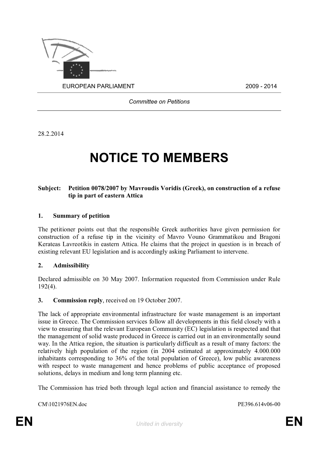 En En Notice to Members