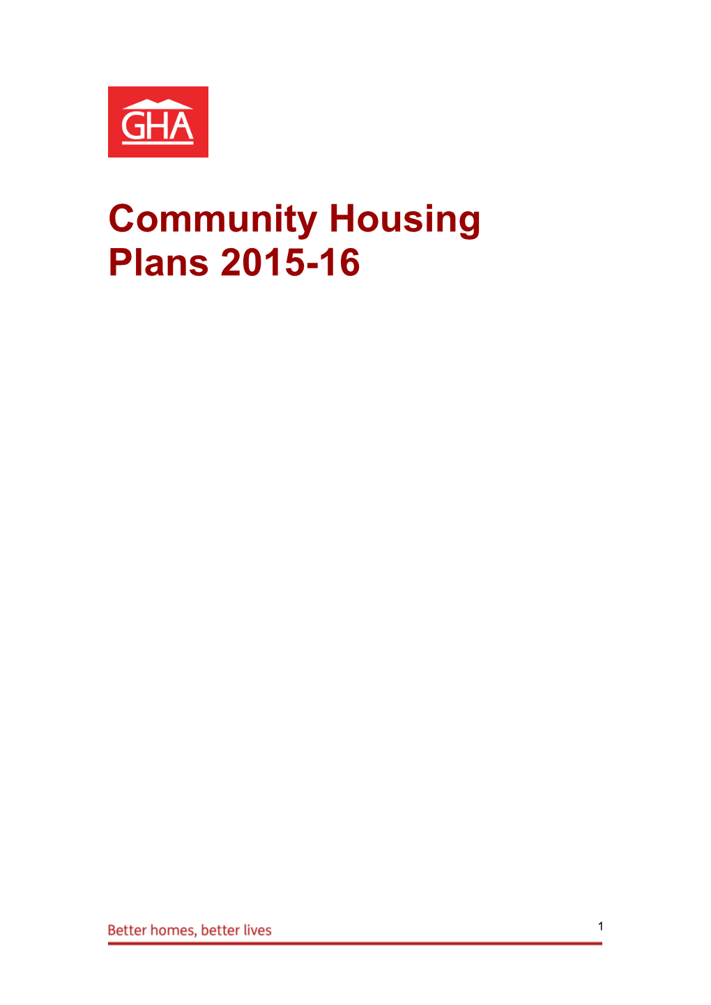Community Housing Plans 2015-16