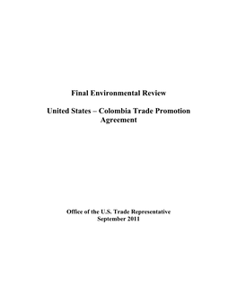 Colombia Trade Promotion Agreement