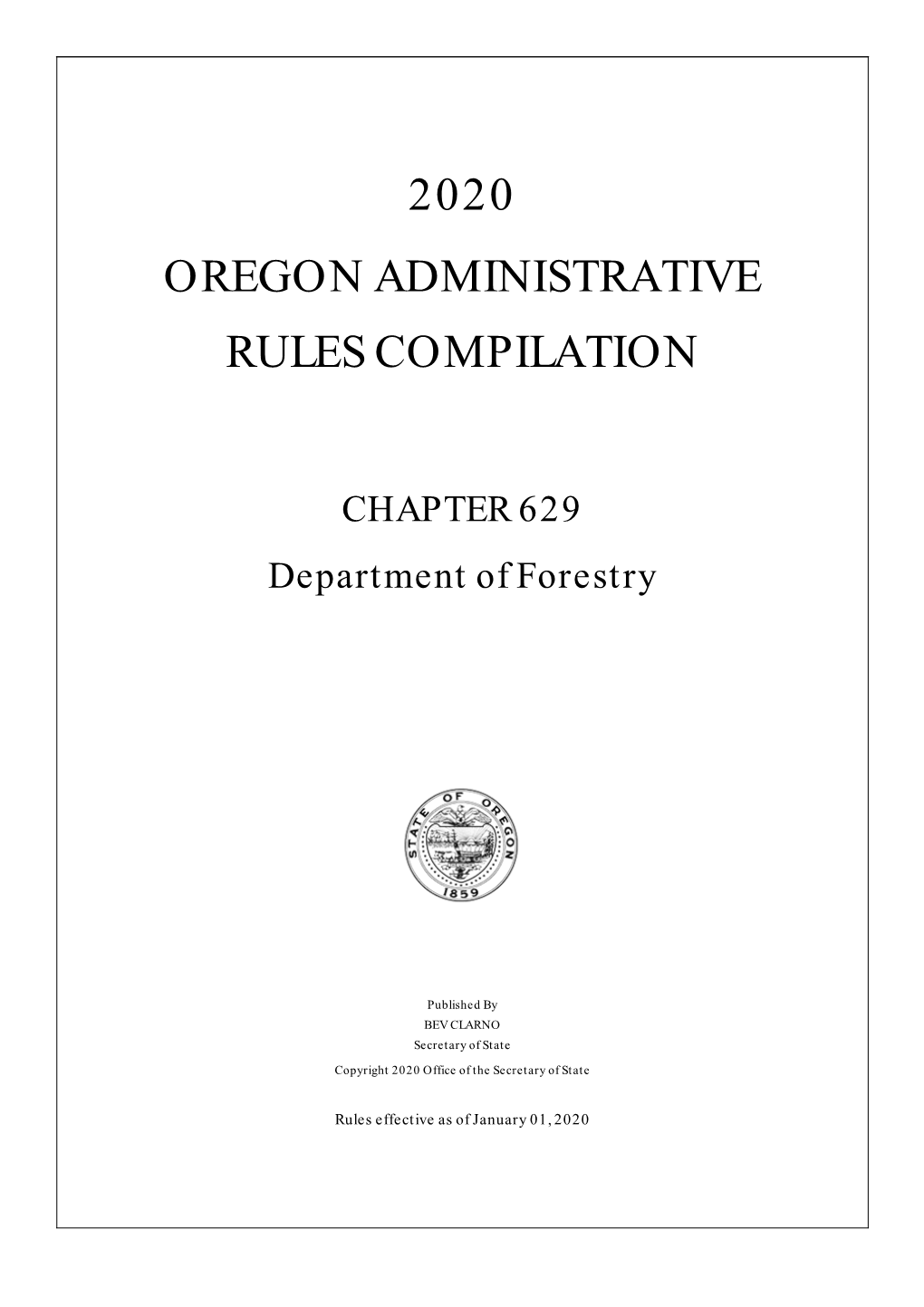 2020 Oregon Administrative Rules Compilation