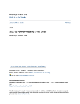 2007-08 Panther Wrestling Media Guide