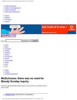 Mcguinness: There Was No Need for Bloody Sunday Inquiry | Politics | the Guardian