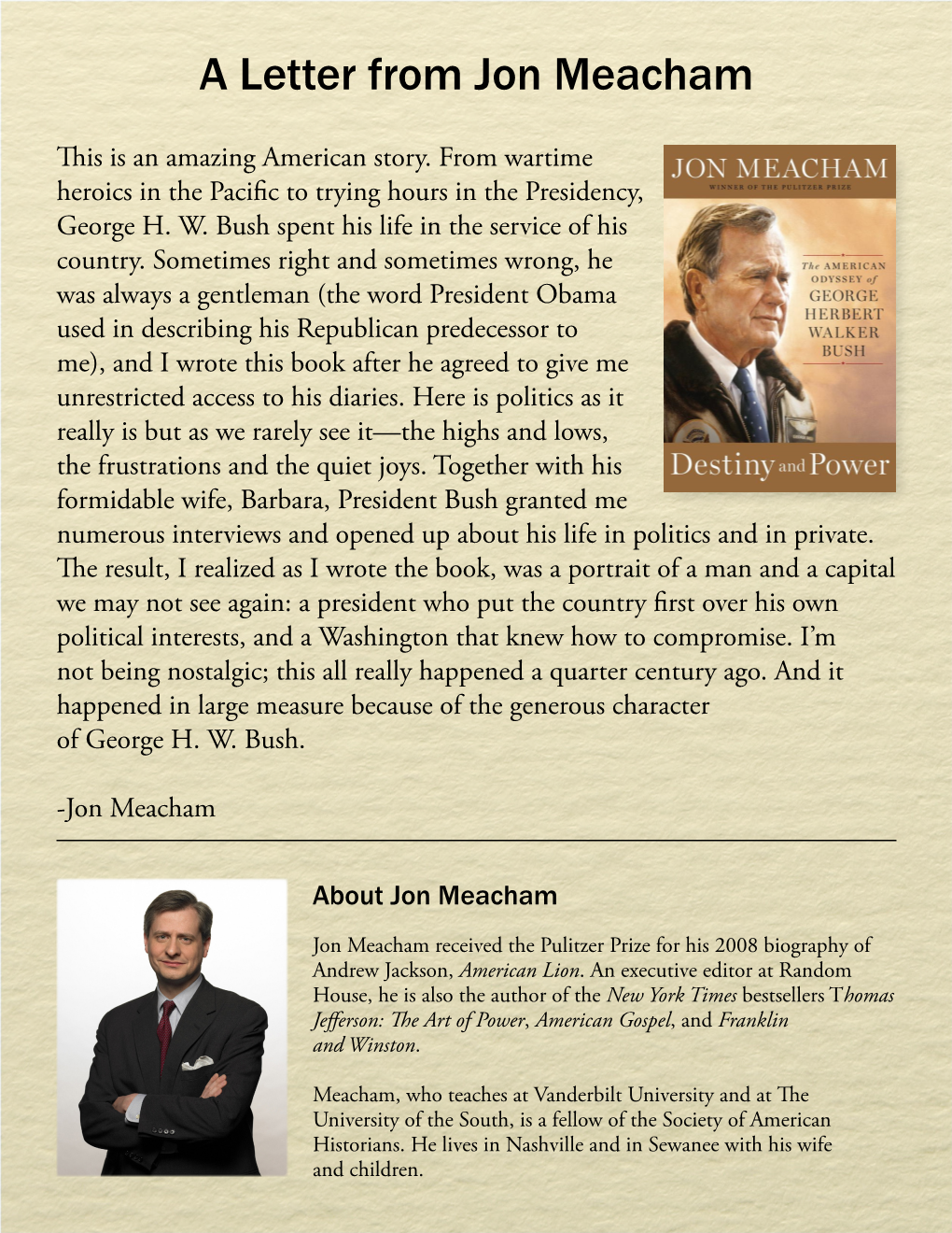 A Letter from Jon Meacham