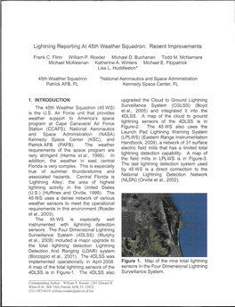 Lightning Reporting at 45Th Weather Squadron: Recent Improvements