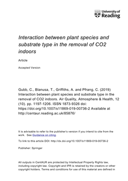 Interaction Between Plant Species and Substrate Type in the Removal of CO2 Indoors