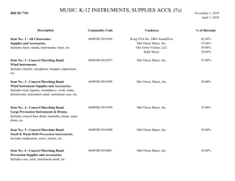 MUSIC: K-12 INSTRUMENTS, SUPPLIES ACCS. (%) BID ID 7769 November 1, 2019 April 1, 2020
