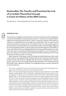 Kunstwollen: the Transfer and Precarious Survival of an Artistic-Theoretical Concept in Czech Art History of the 20Th Century1
