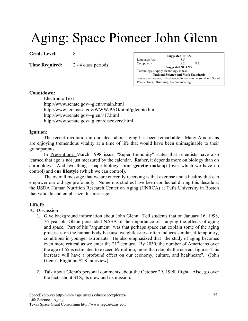 Aging: Space Pioneer John Glenn