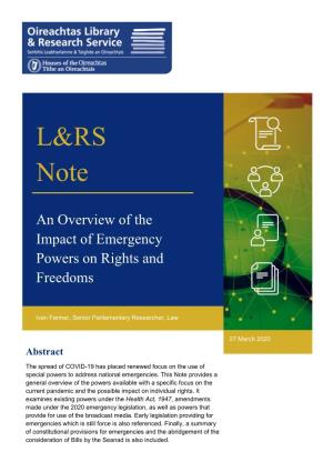 L&RS Note | an Overview of the Impact of Emergency Powers On