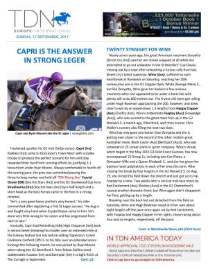 Capri Is the Answer in Strong Leger Cont