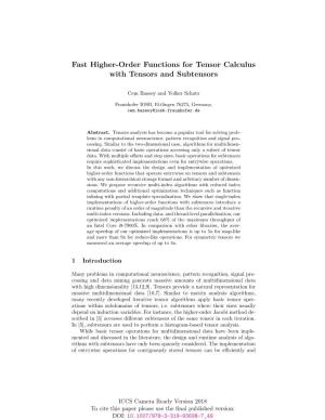 Fast Higher-Order Functions for Tensor Calculus with Tensors and Subtensors