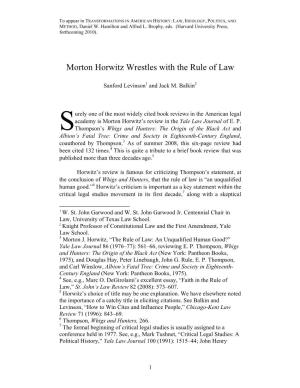 Morton Horwitz Wrestles with the Rule of Law