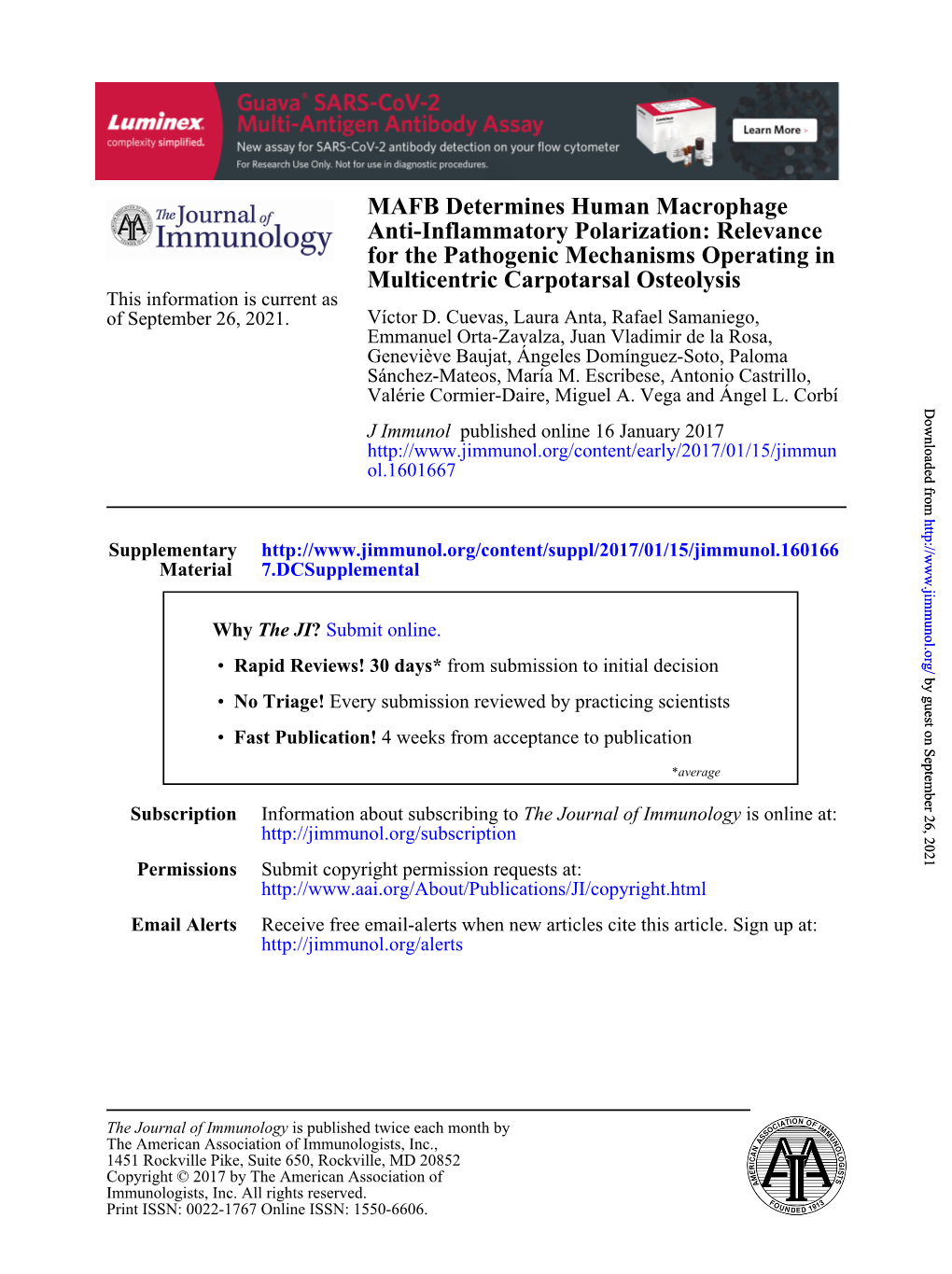 MAFB Determines Human Macrophage Anti-Inflammatory