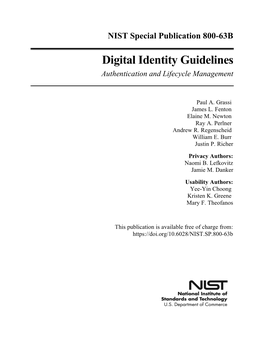 NIST SP 800-63B Digital Identity Guidelines: Authentication And
