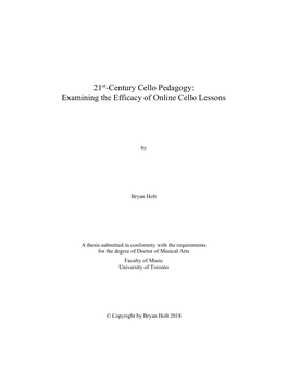 21St-Century Cello Pedagogy: Examining the Efficacy of Online Cello Lessons