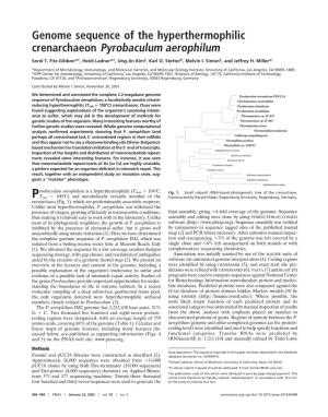 Genome Sequence of the Hyperthermophilic Crenarchaeon Pyrobaculum Aerophilum