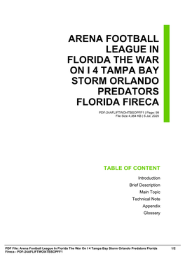 Arena Football League in Florida the War on I 4 Tampa Bay Storm Orlando Predators Florida Fireca