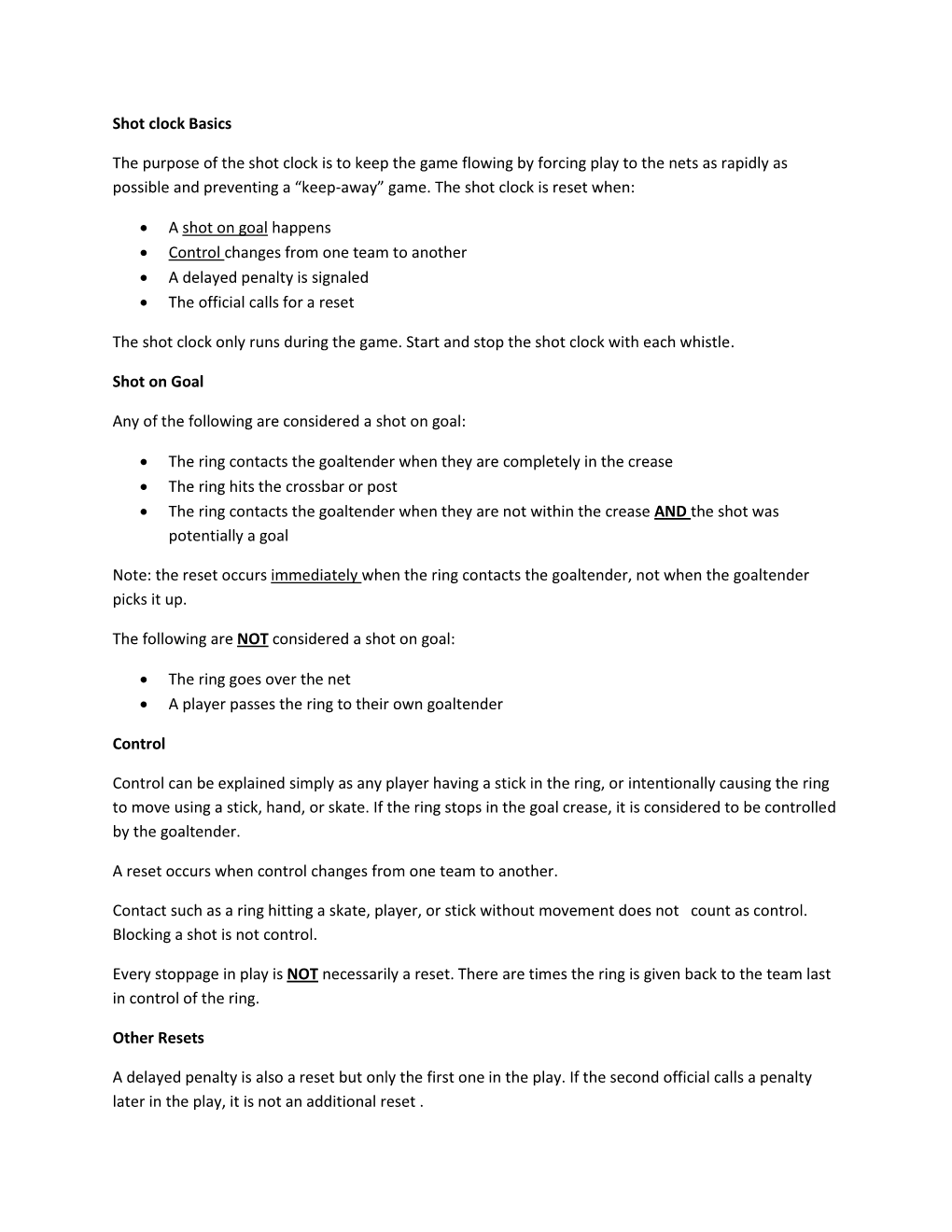 Shot Clock Basics