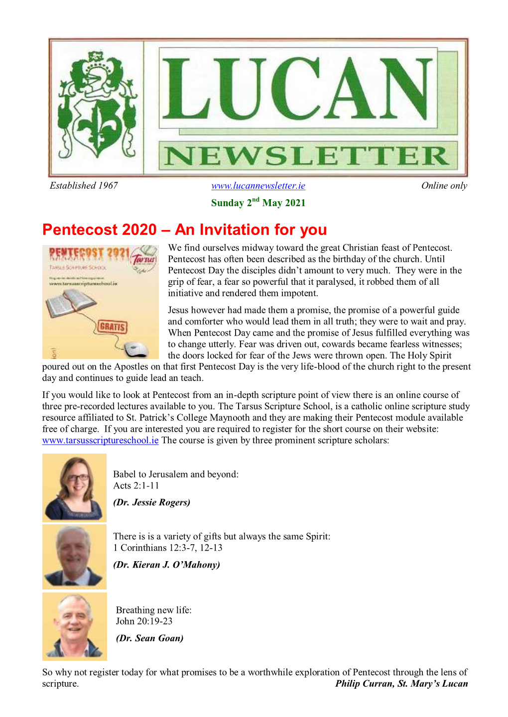 Pentecost 2020 – an Invitation for You