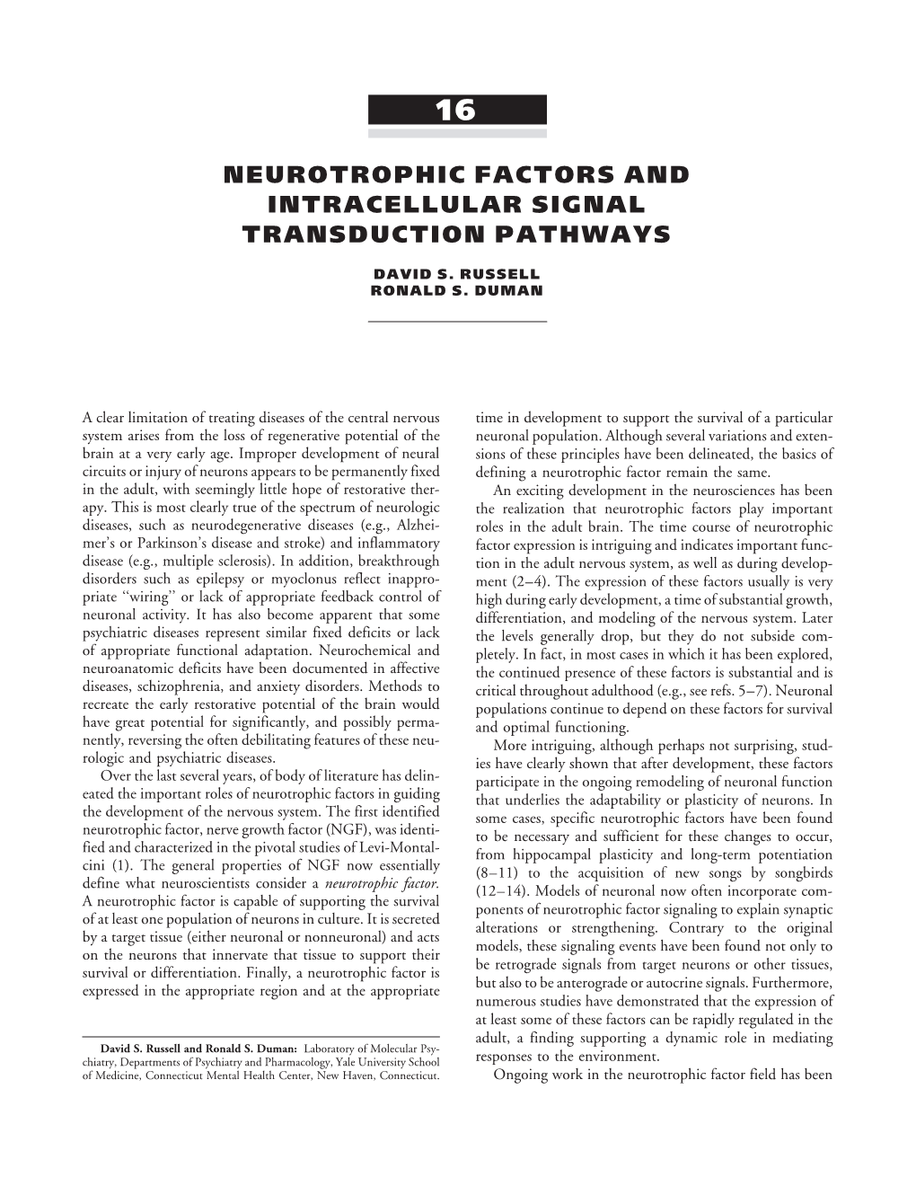 Neurotrophic Factors and Intracellular Signal Transduction Pathways (PDF)