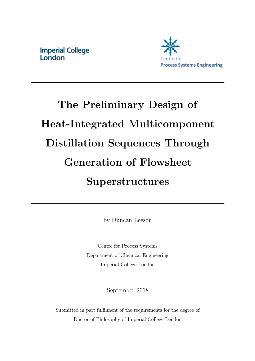 The Preliminary Design of Heat-Integrated Multicomponent Distillation Sequences Through Generation of Flowsheet Superstructures