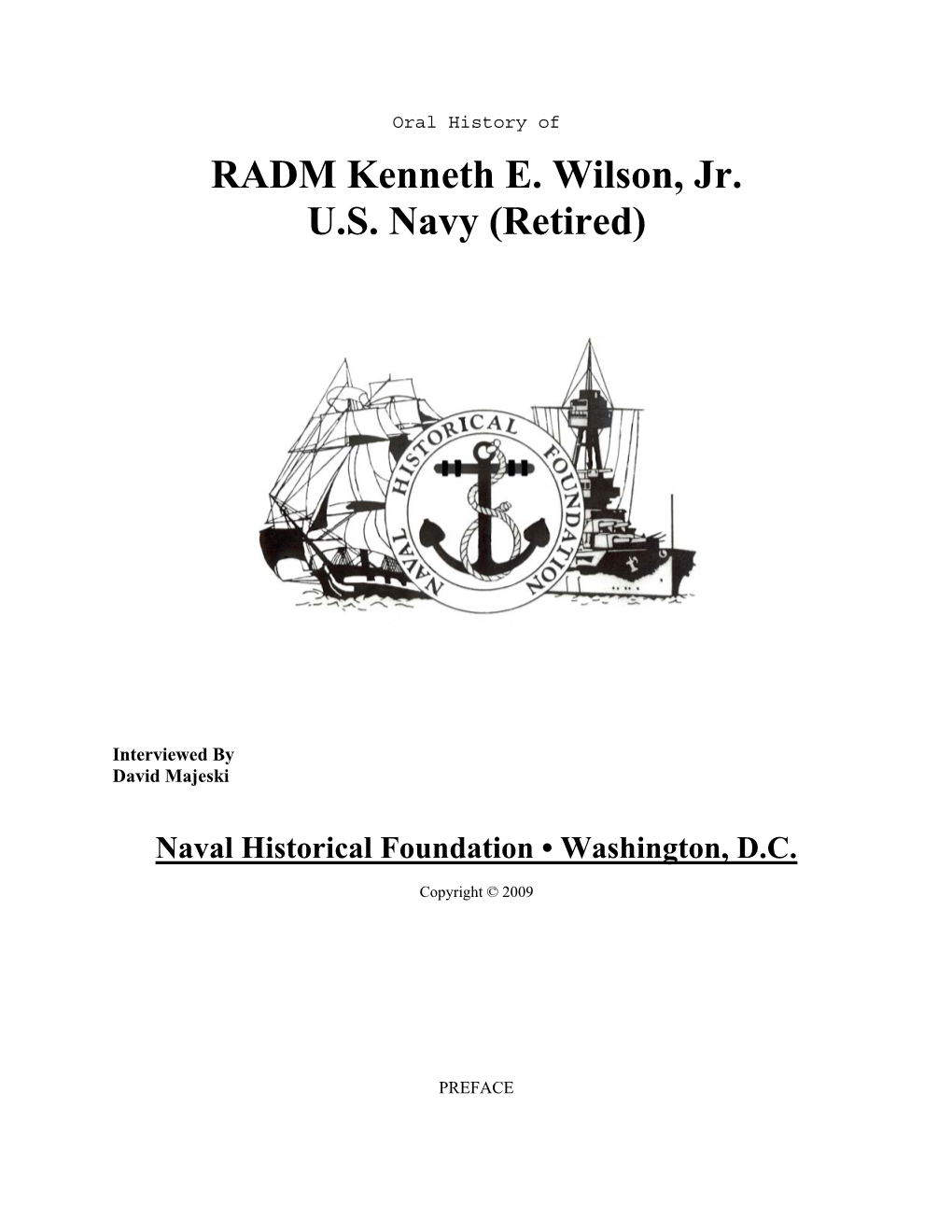 RADM Kenneth E. Wilson, Jr. US Navy