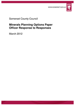 Minerals Planning Options Paper Officer Response to Responses