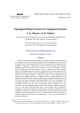 Topological Ring-Currents in Conjugated Systems1 T