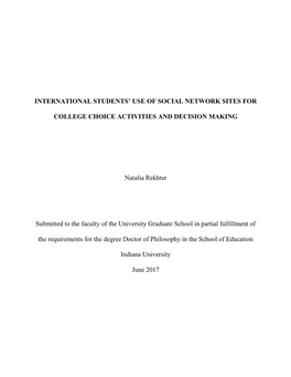 International Students' Use of Social Network Sites For