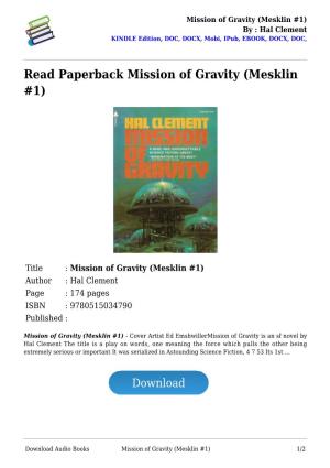 Read Paperback Mission of Gravity (Mesklin #1)