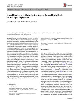 Sexual Fantasy and Masturbation Among Asexual Individuals: an In-Depth Exploration