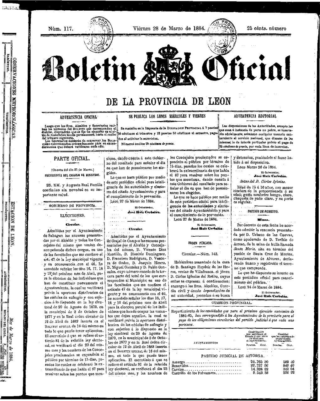 DE LA PROVINCIA DE LEON O So P ADVERTENCIA OFICIAL SE PUBLICA LOS LUNES MIÉRCOLES Y VIERNES ADVERTENCIA EDITORIAL