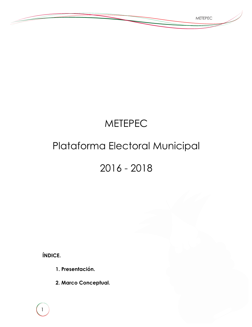 METEPEC Plataforma Electoral Municipal 2016