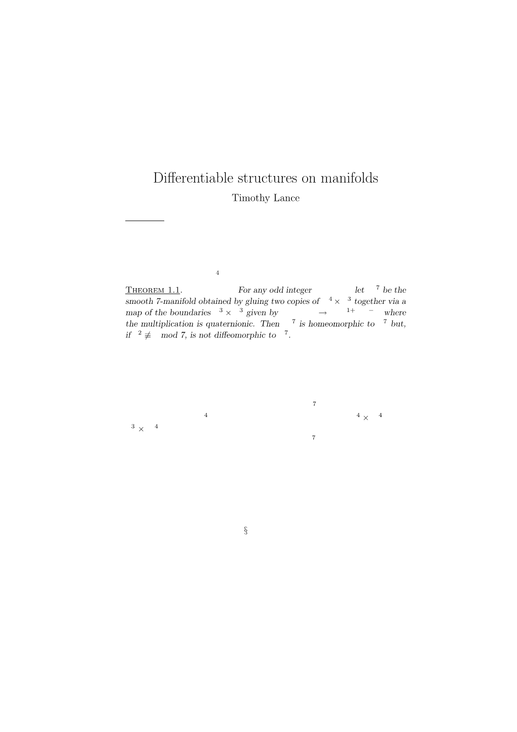 Differentiable Structures on Manifolds