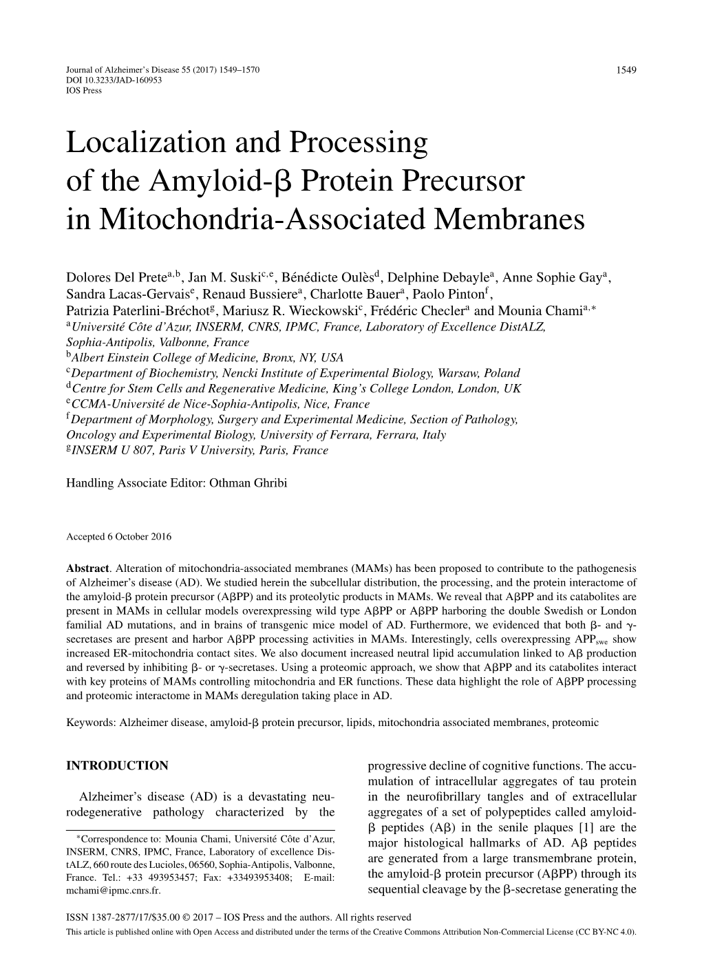 Protein Precursor in Mitochondria-Associated Membranes