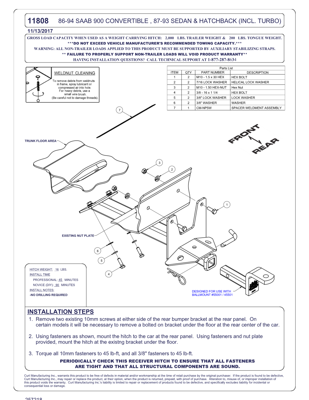 Installation Steps 86-94 Saab 900 Convertible , 87-93