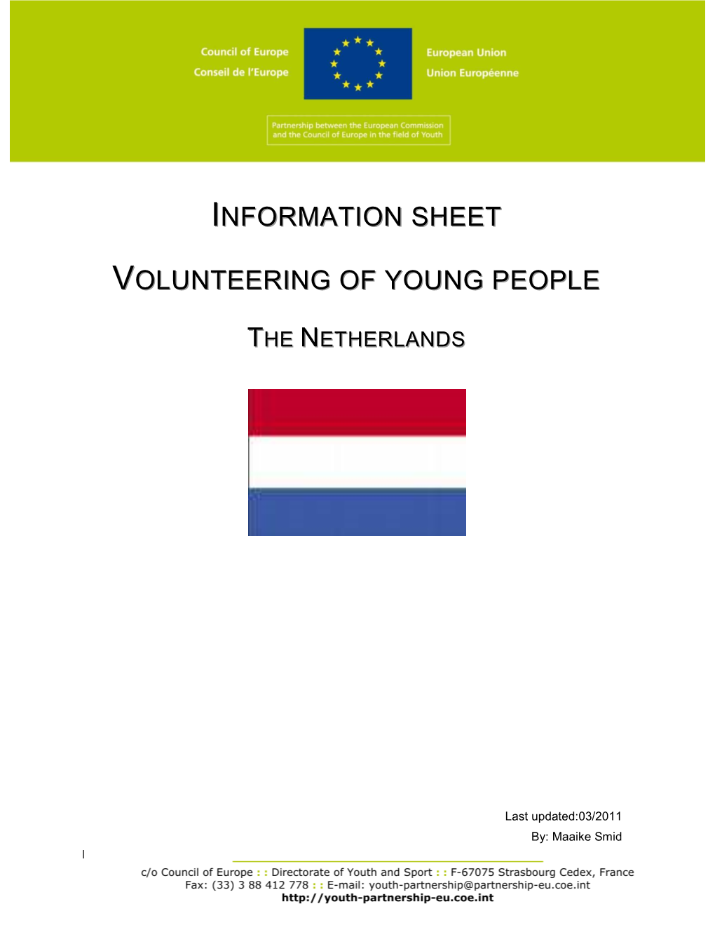 Information Sheet Volunteering of Young People