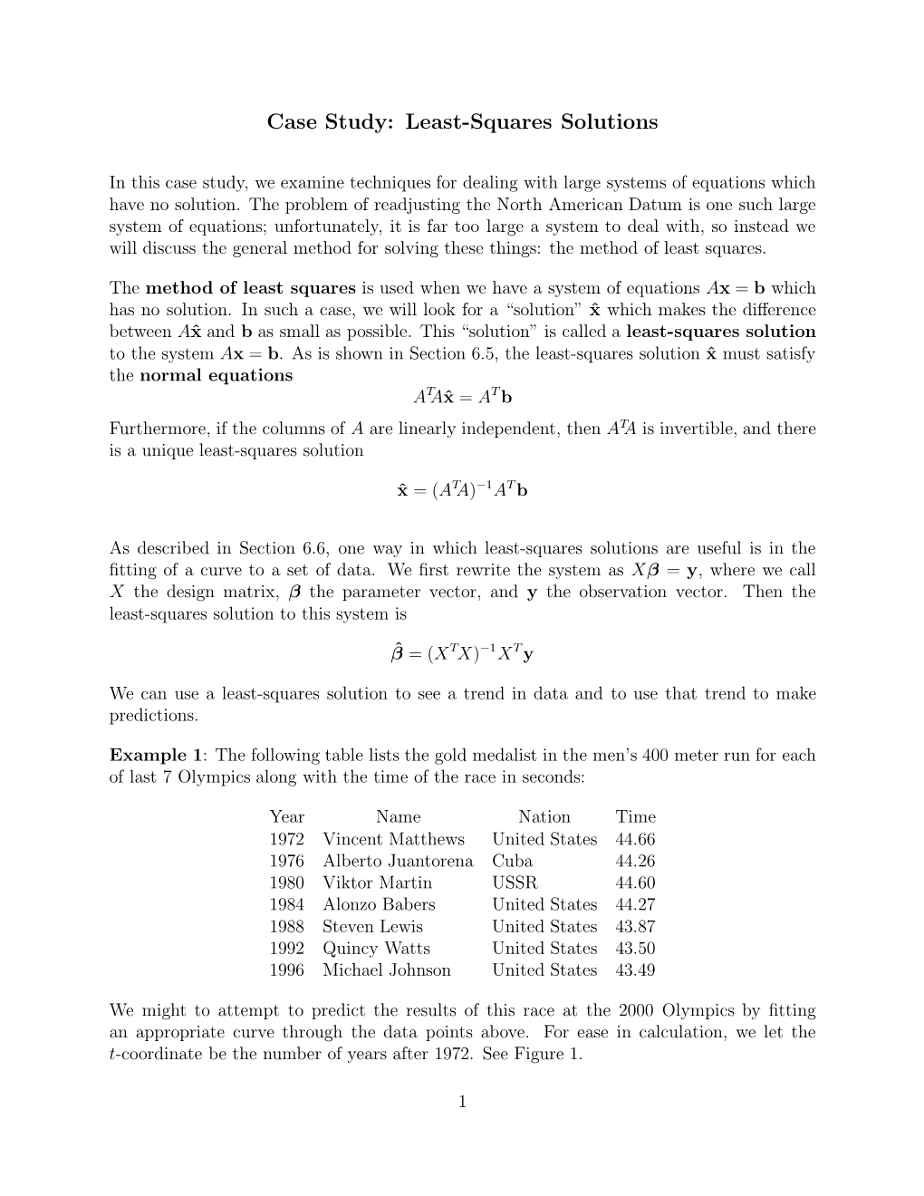 Case Study: Least-Squares Solutions