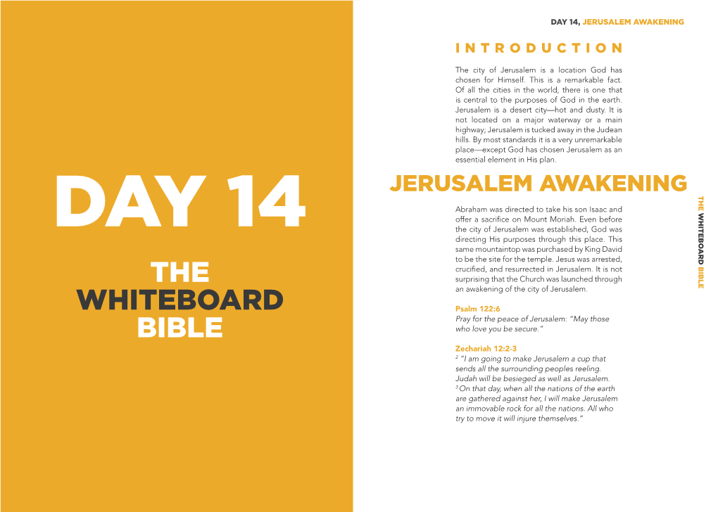 The Whiteboard Bible Bible Whiteboard Whiteboard the Day 14, Jerusalem Awakening Day 14, Jerusalem Awakening