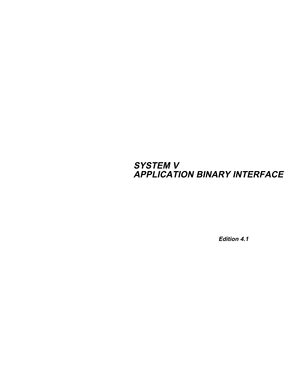 System V Application Binary Interface