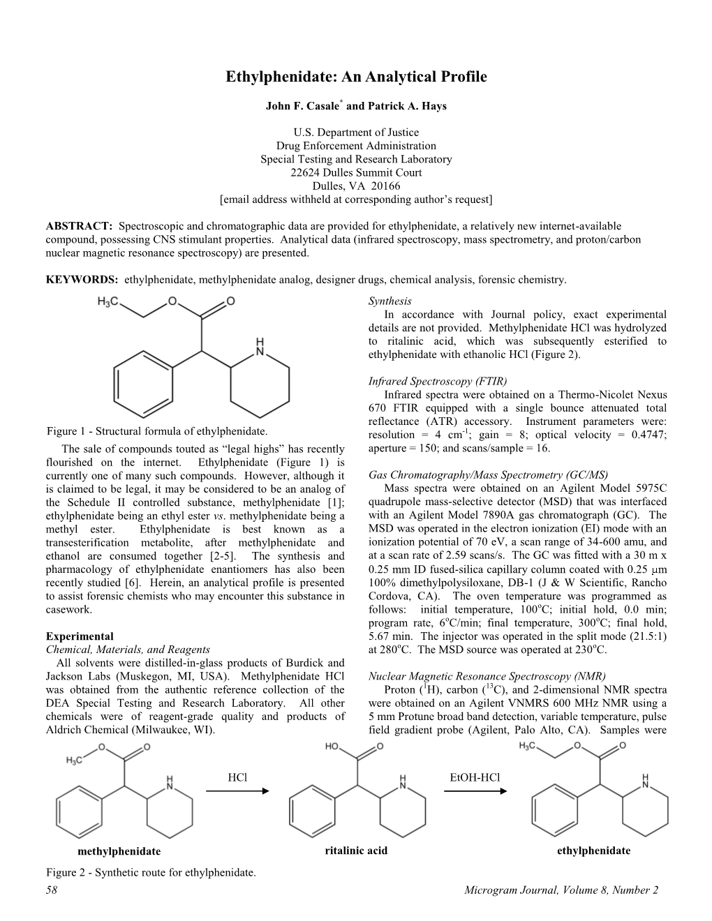 Ethylphenidate: an Analytical Profile