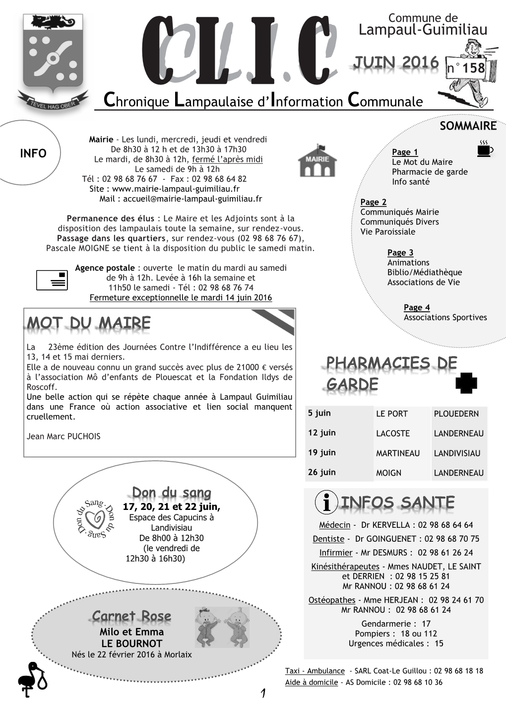 Lampaul-Guimiliau JUIN 2016 INFOS SANTE PHARMACIES DE