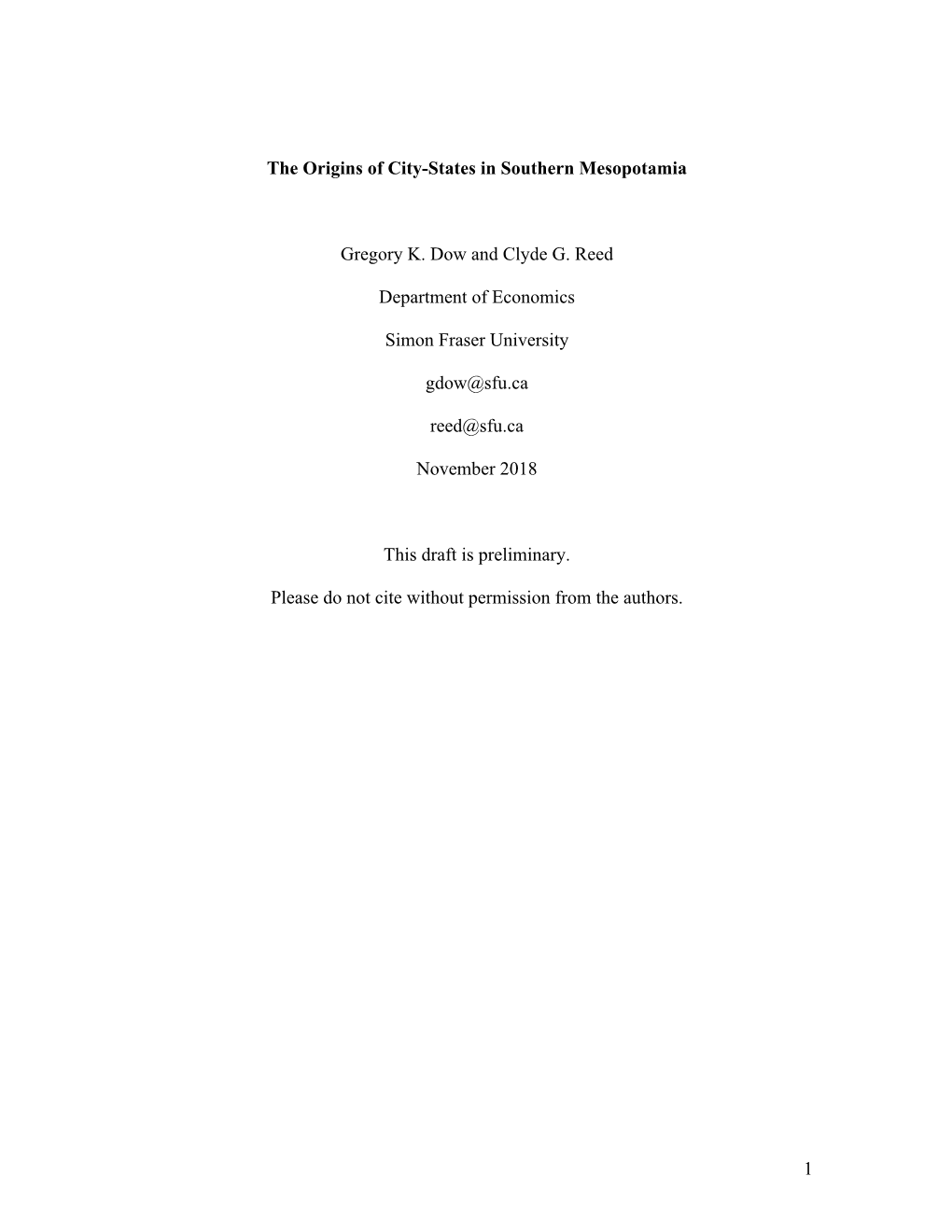 The Origins of City-States in Southern Mesopotamia