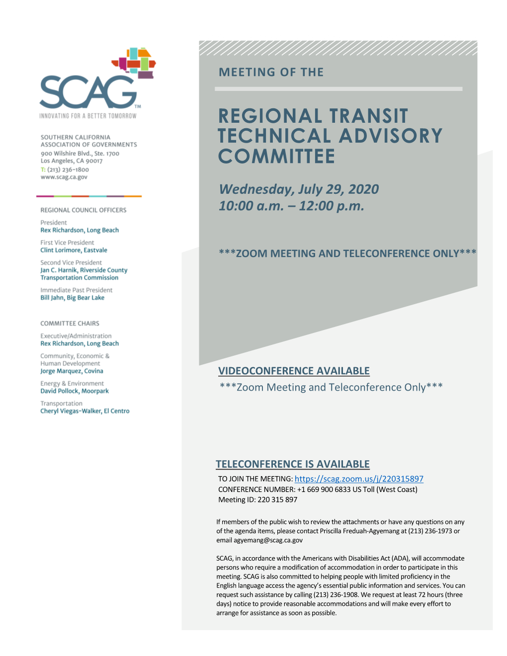 Regional Transit Technical Advisory Committee July 29, 2020 Full Agenda Packet