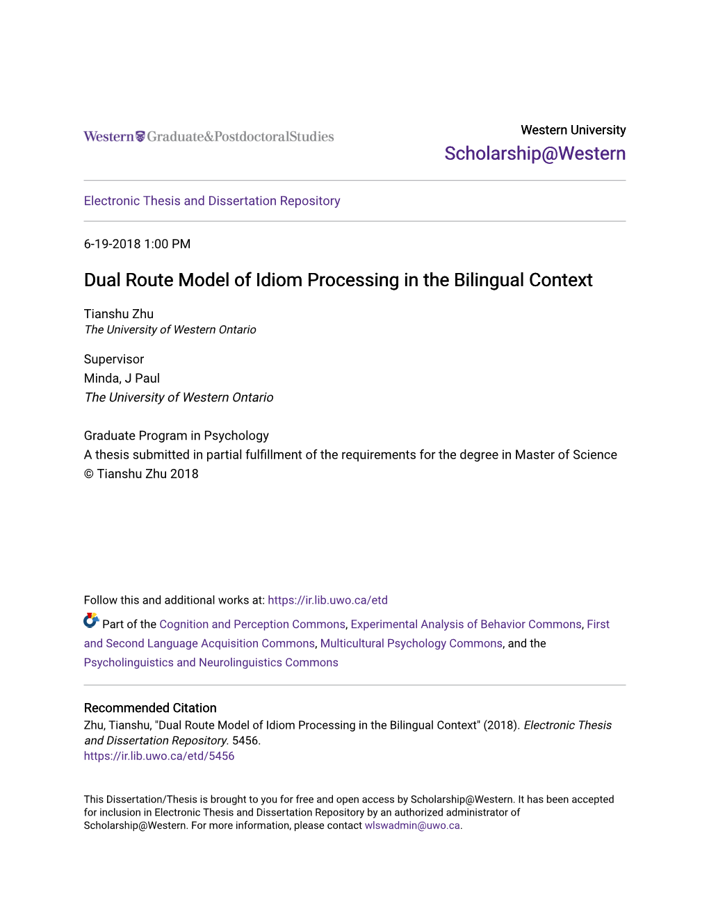 Dual Route Model of Idiom Processing in the Bilingual Context