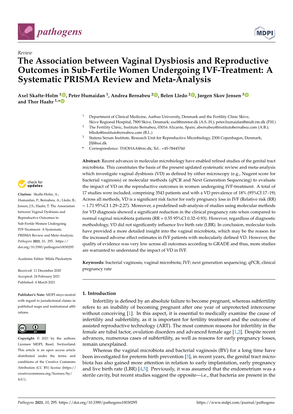 The Association Between Vaginal Dysbiosis and Reproductive Outcomes in Sub-Fertile Women Undergoing IVF-Treatment: a Systematic PRISMA Review and Meta-Analysis