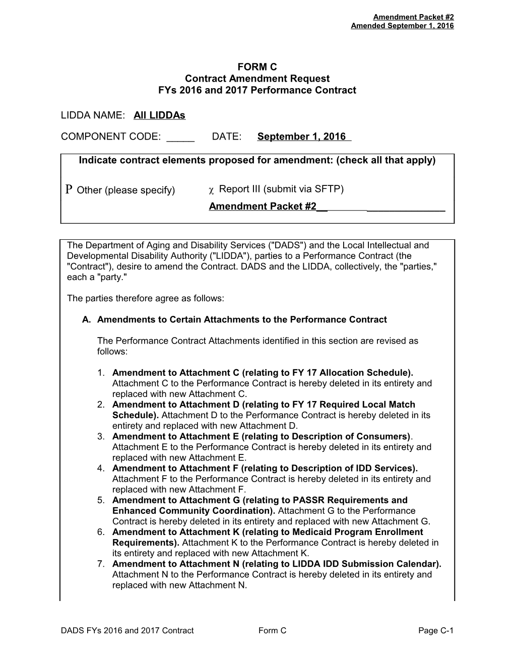 Amendment Request Form